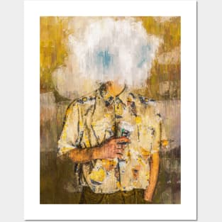 Head In The Clouds Coffee In Hand, Dreamy Surreal Portrait Posters and Art